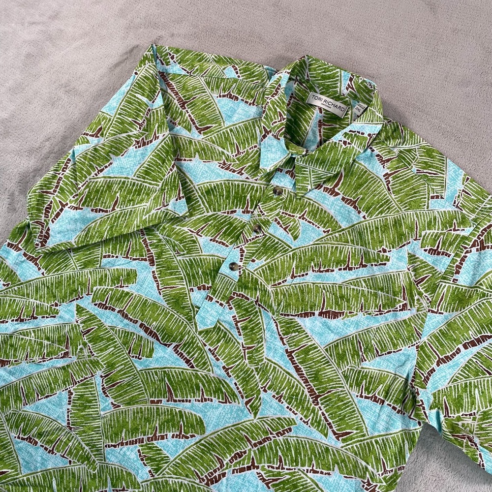 Tori Richard Uniform Hawaiian Shirt Men 2XL Multi Palms Print Popover NWOT $128